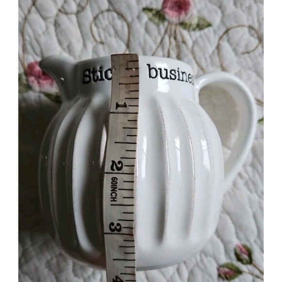 NEW! Pier 1 Small Pitcher Honey Maple Syrup STICKY BUSINESS Rustic Farmhouse - Picture 5 of 5